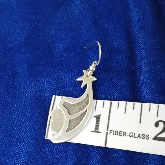 Wind Star Sterling Silver Dangle Earrings Hook Style - Picture 11 of 12